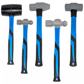 Electronix Express 5 Piece Hammer Set - Includes Rubber Mallet, Sledge, Cross Pein, and Ball Pein