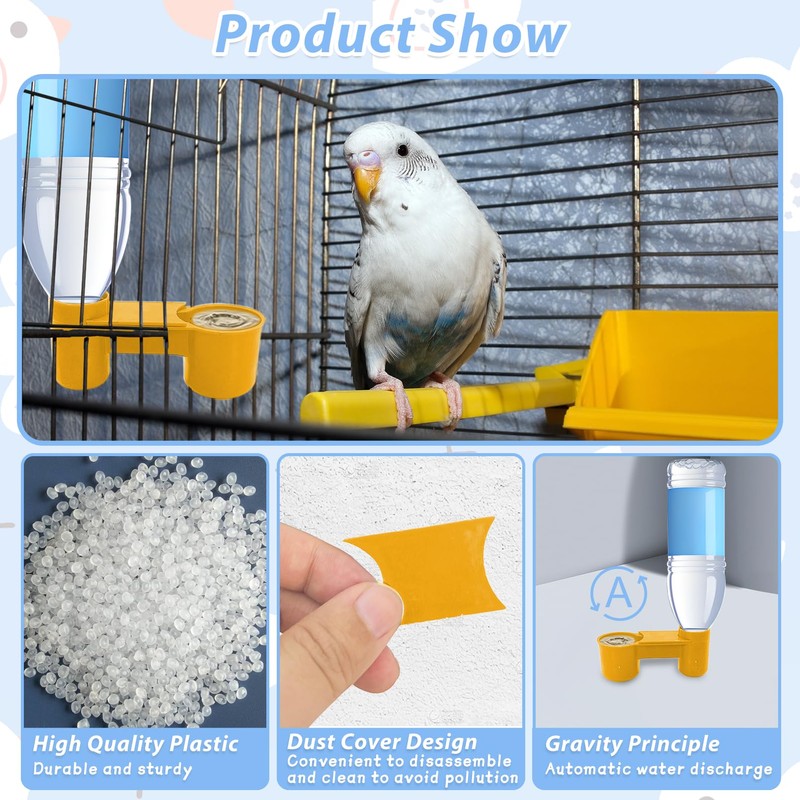 kathson 20 Pcs Bird Drinker Feeder Plastic Soda Pop Water