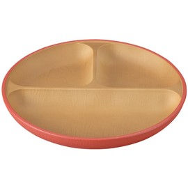Canoe Earth Color Antibacterial Lunch Plate, S, Diameter 8.4 inches (21.3 cm), Red 74486