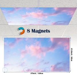 Kittmip 6 Pcs Fluorescent Light Covers with 48 Magnets Decorative Magnetic Light Filters for Ceiling Lights Classroom Office Kitchen Decoration (Sunset)