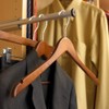 Wooden Pant Hanger with Walnut Finish and Adjustable Cushion Clips,