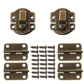 Antique Bronze Hasp Latch and Hinges Set, Retro Vintage Style Hinges and Hasp Lock with Matching Screwing for DIY Crafts Wooden Jewelry Box