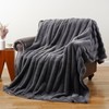Battilo Dark Grey Faux Fur Throw Blanket, Rabbit Fur Blanket