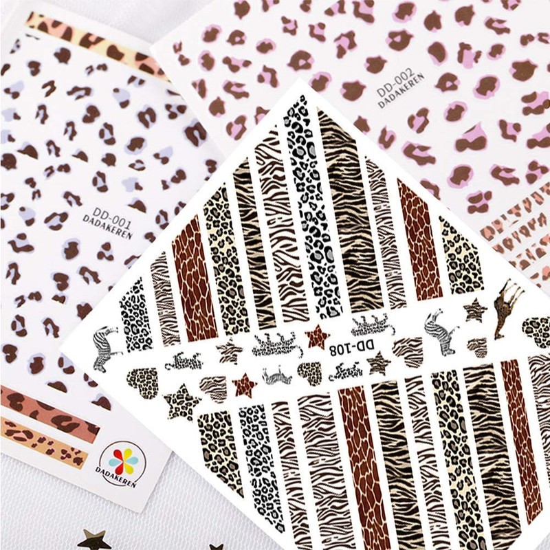 TOROKOM Leopard Pattern Nail Stickers 3D Stickers Nail Art Design