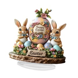 Harilla Easter Eggs Decor Acrylic Desktop Plaque 2D Table Decoration Ornament Easter Decoration for Shelf Walkway Living Room