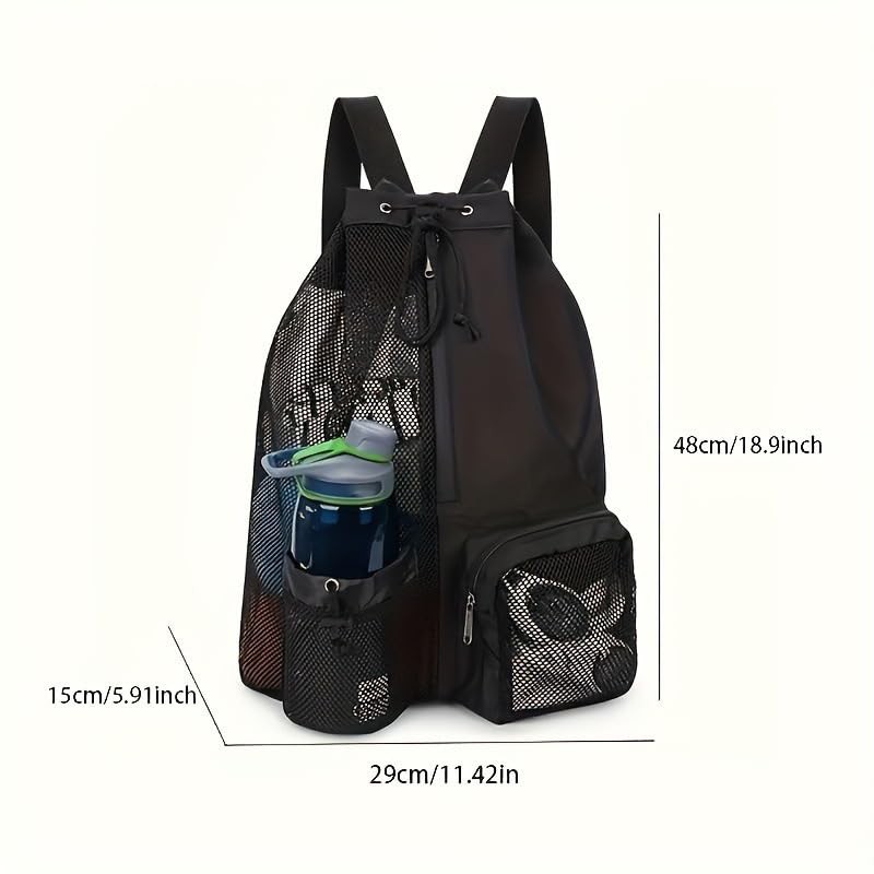 Swim Bag Mesh Drawstring Backpack with Wet Pocket for Swimming,