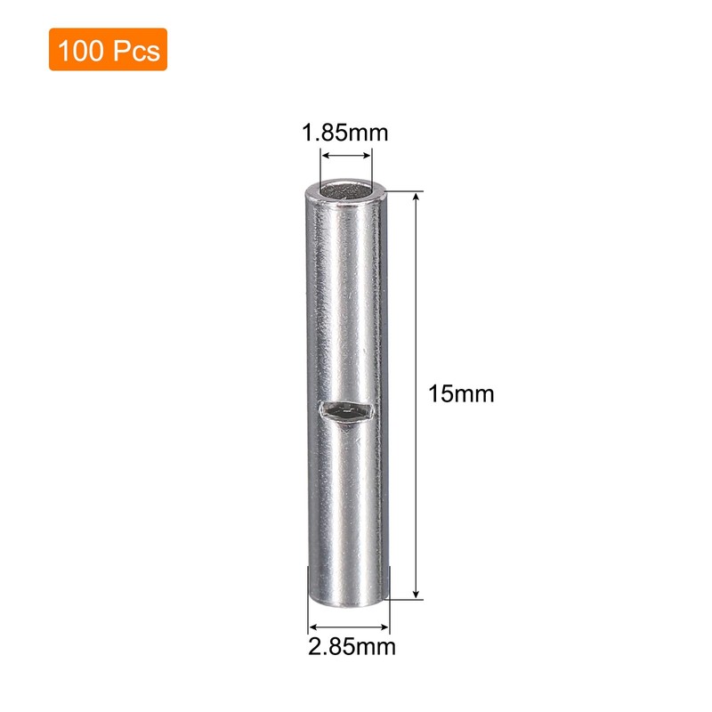 sourcing map 100Pcs Non Insulated Butt Connectors 22-18AWG Wire Connector