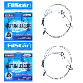 PRO FILSTAR Tungsten Leader Pike Set 2 x 2 Pieces - Fishing Leaders with Swivels - Spin Fishing - Fishing Leaders Sport Set - Fishing Set - Fishing Accessories - Spin Fishing (20 cm/10 kg/0.23 mm)