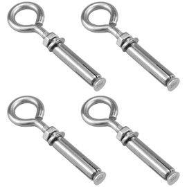 Aifeier ET 5/16" Concrete Wall Anchor Eyebolt Screw, 304 Stainless Steel Expansion Hook Brick Anchor with Ring, Heavy Duty Concrete Wall Hook Bolt Fastener for Wall Ceiling Concrete Masonry, 4 Pack