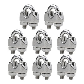 Vigtayue 8 Pcs 1/8 Inches M3 Stainless Steel Wire Rope Cable Clip Clamp, Rope Cable Suitable for 1/8 inch Wire Rope Cable, for Picture Hanging, Lighting Cable Alloy Two-Way Cable Clamp, Sliver