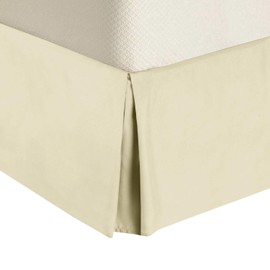 Royal Tradition Solid Microfiber Twin Pleated Tailored, 14-Inch Drop, Split Corners Bed Skirt, Ivory