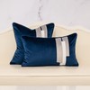 Yangest Blue Decorative Velvet Throw Pillow Cover Striped Patchwork Cushion