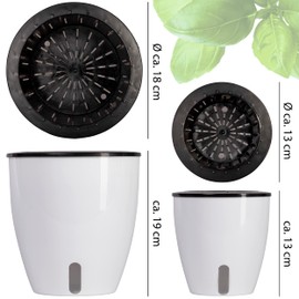ONVAYA® Herb Pot Self-Watering | Water Level Readable | Set of 2 Diameter 13 + 18 cm | High-Quality Colour