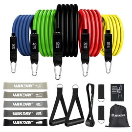 WIKDAY Exercise Resistance Bands with Handles for Working Out, 10-150 Lbs Workout Bands Black Loop Bands Set with Door Anchor for Physical Therapy, Yoga, Pilates