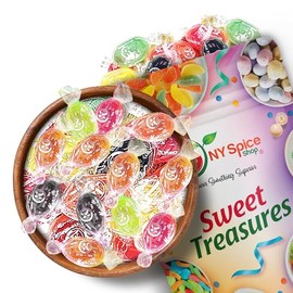 NY Spice Shop Assorted Crystal Fruit Hard Candy - 1 Pound Mix Fruit Flavored Delicious Old Fashioned Individually Wrapped Bulk Candy for Candy Lovers
