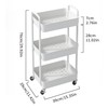 Sywhitta 3-Tier Plastic Rolling Utility Cart with Handle, Multi-Functional Storage