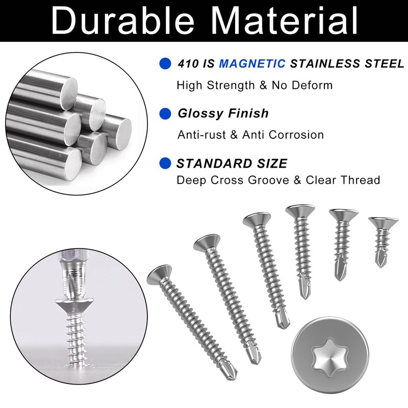 HanTof 100Pcs Torx Drive High-Strength Quick Tapping Screws for Metal,