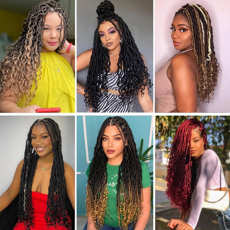 18 Inch Faux Locs Color 1 Goddess Locs Crochet Hair