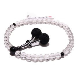 Nenju-do < Japanese Prayer Beads for Women, Genuine Crystal, Black Onyx, Pure Silk Bassel, With Prayer Bag, Can Be Used in All Sect (A Well-established Prayer Bead Manufacturer for More Than 80 Years)