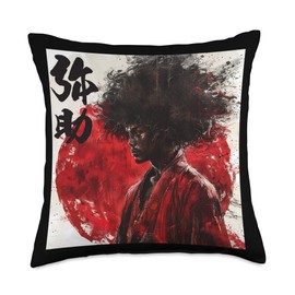 YASUKE Afro Samurai Seven Virtues of Bushido Code Throw Pillow
