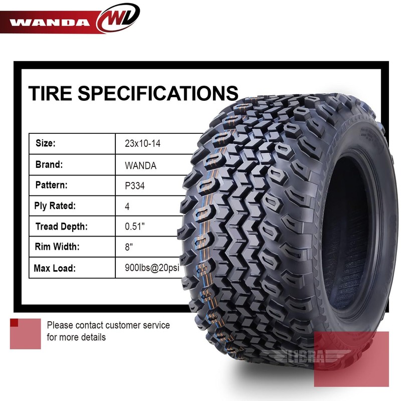 WANDA 23X10-14 Golf Cart ATV Tire 4 Ply 23X10X14 14053