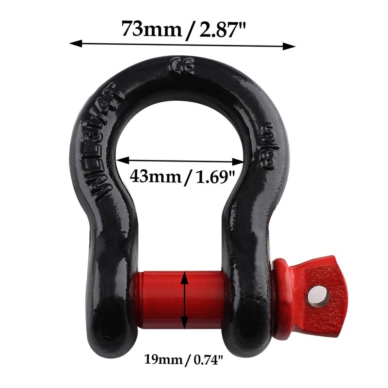 Qjaiune 4 Pack 5/8 Inch D Ring Shackles, 19.5 Ton