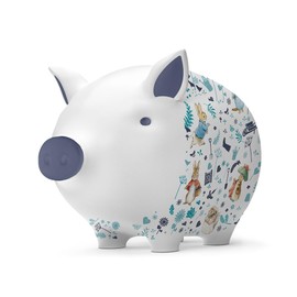 Tilly Pig Ceramic Kids Piggy Bank Beatrix Potter Peter Rabbit and Friends Blue Money Box