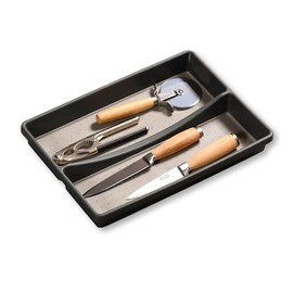 Kesper 30093 Cutlery Tray for Drawer, Material: Plastic (PP), Dimensions: W 24 x D 32.5 x 4.5 cm, Colour: Grey