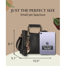 Women's Top-Handle Handbag - Crossbody Bags, Small Vegan Leather Purse, Black, Gifts for Women, Black, Small, Top-handle Handbag