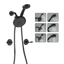 LIWEIKE Matte Black 2 Handle Shower Faucet, Two Handles Shower Faucet Set with Hand Shower Wall Mount Shower Faucet Set 2 Knobs with Rough-in Valve