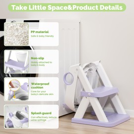 COOSEYA Toilet Seat, Potty Training Seat for Toddler, Upgraded 2-in-1 Potty Toilet Training for Boys and Girls,Waterproof Cushioned Mat with Non-slip Step Stool(Purple)