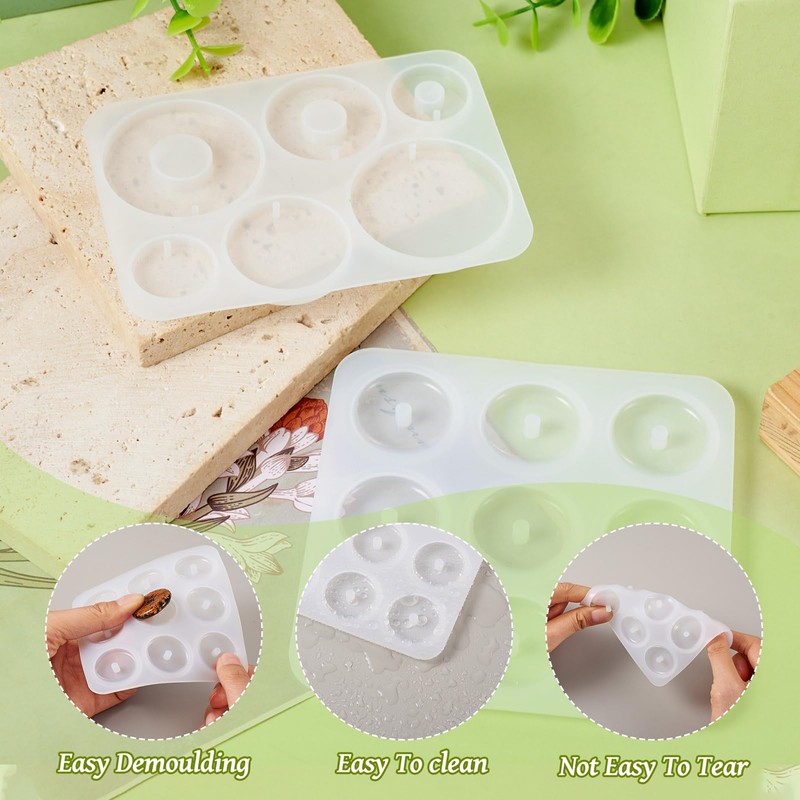 DIY Silicone Pendant Molds Cheriswelry 2pcs Round Donut Disc Resin