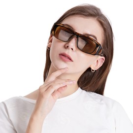 LVIOE Unisex Polarised Over Sunglasses, Fit Over Glasses for Glasses Wearers 100% UVA UVB Protection, Red/Brown