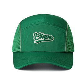 CLAPE 5 Panel Running Cap Mesh Baseball Cap Summer Short Brim Baseball Cap Sports Cap Baseball Cap Men Women Quick-Drying Adjustable Trucker Hat, BSSC2567-Green, Unit size