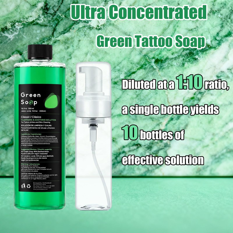 Green Soap Tattoo 16oz with 7oz Foam Bottle Set Tattoo