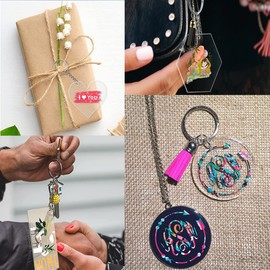 200Pcs Acrylic Keychain Blanks, BetterJonny 5 Shapes Clear Blank Keychains for Vinyl Bulk with Tassles Keychain Ring and Jump Rings Acrylic Blanks for Resin DIY Ornament Craft Project(Round Heart Square Rectangle Hexagon)