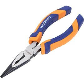 WISEPRO Long Nose Pliers, 60CR-V Needle-Nose Pliers, 160 mm Long Nose Pliers with Side Cutters, Non-Slip Handle, for Jewellery Making (6 Inches)