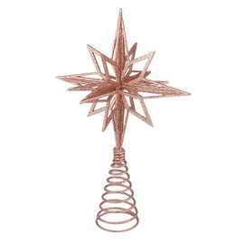 jojofuny Glittered Christmas Tree Topper, Metal Star Tree Topper Xmas Tree-top Decor Rose Gold