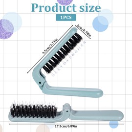 Collapsable Travel Hair Brush, Mini Travel Folding Hair Brushes, Small Boar Bristle Hairs Brush for Women Purse Compact Hairbrush, Pocket Size Detangler Foldable Brushes for Any Hairstyles – Blue