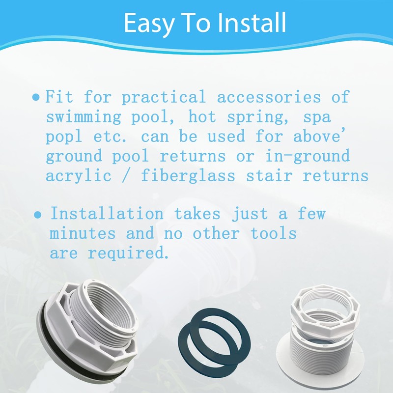 2 Pcs 1 1/2" Above Ground Pool Inlet Return Fitting