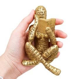 Dnoifne Gold Reading Women Statue, Thinker Sculptures, Abstract Art Ornament, Modern Aesthetic Figurine Decoration, Suitable for Home Living Room Bedroom Office Shelf Table Desk Bookshelf Decor