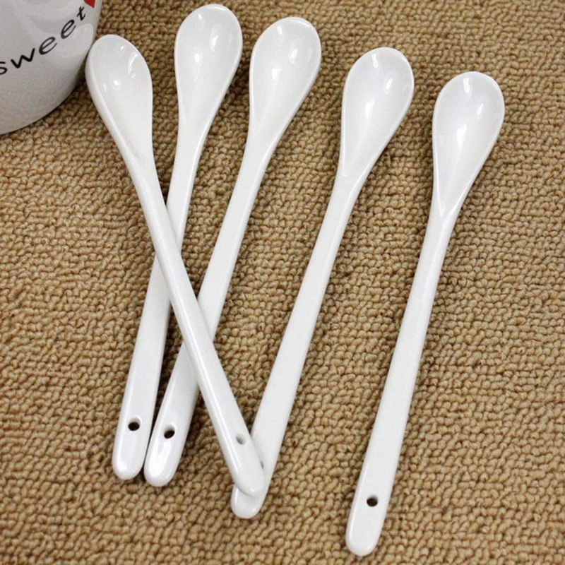 ProLeo 5 Tablespoons Ceramic Coffee Spoon Long Handle Mixing Spoon