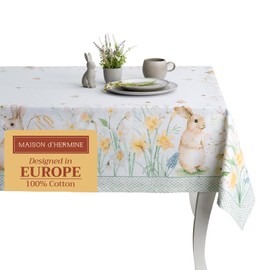 Maison d'Hermine Table Cloth Rectangle Table 100% Cotton Tablecloth for Dining Room, Farmhouse, Home, Hotel, Parties & Wedding - Ideal for Easter Decorations Spring & Summer (Easter Dew, 54" x 72")