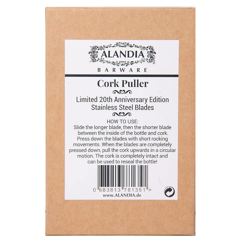 ALANDIA Corkscrew Limited Edition Black with Stainless Steel Blades Corkscrew