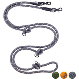 Floxik Premium lead for dogs, grey, dog lead adjustable 3 m, rope lead for small and medium dogs, robust and stylish shoulder lead for your shared outdoor adventure.