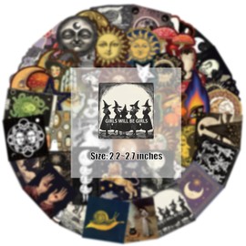 Vintage Celestial Stickers for Water Bottle Laptop,Planet Moon Sun Vinyl Waterproof Decals,Horror Aesthetic Sticker for Adults Teens,Witch Party Favors 50 Pcs