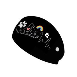 LedBack Button Headbands for Masks Cute Dog Hairbands Turban for Men Women Veterinarian Gifts Animal Doctor Sweatband Ear Protection Paw Print Headwear