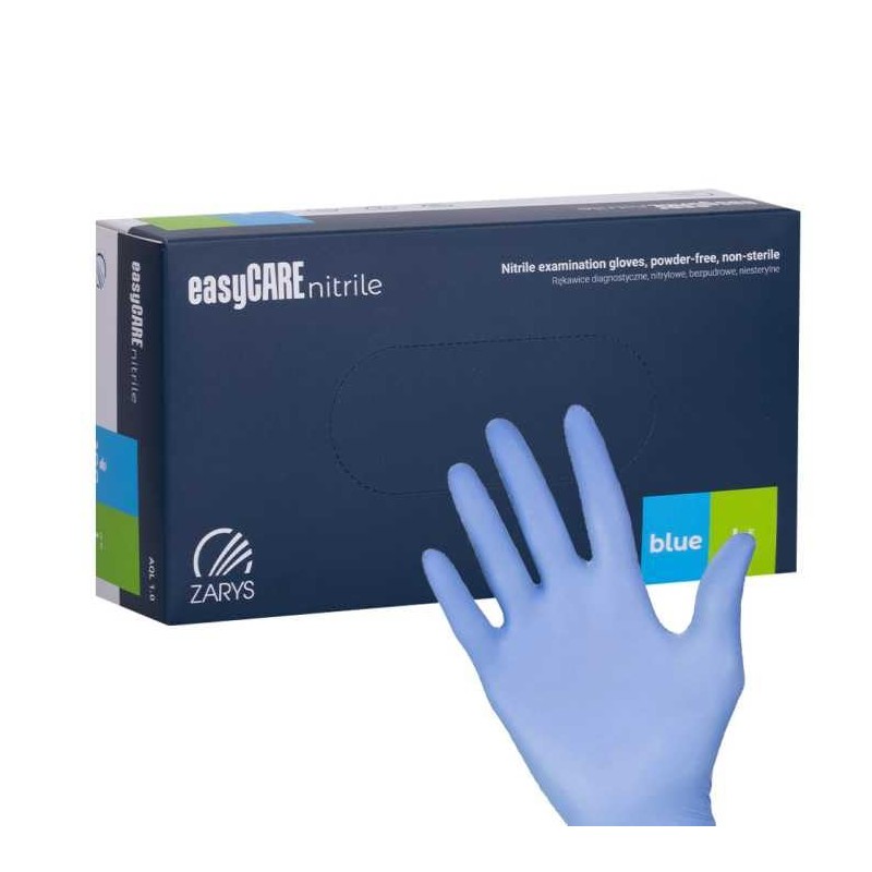 EASYCARE Nitrile Gloves, Pack of 100, Large, Blue/Box of 100