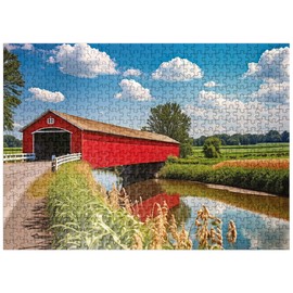 MyPuzzle Covered Bridge Memories - Premium 500 Piece Jigsaw Puzzle for Adults