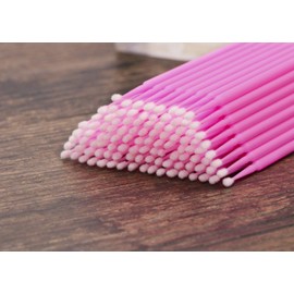 Mini Skater 100 PCS Microswabs Makeup Swabs Mini Individual lash Applicators Mascara Brush Eyelashes Extension for Makeup Personal Care Dental Oral Using(Pink)